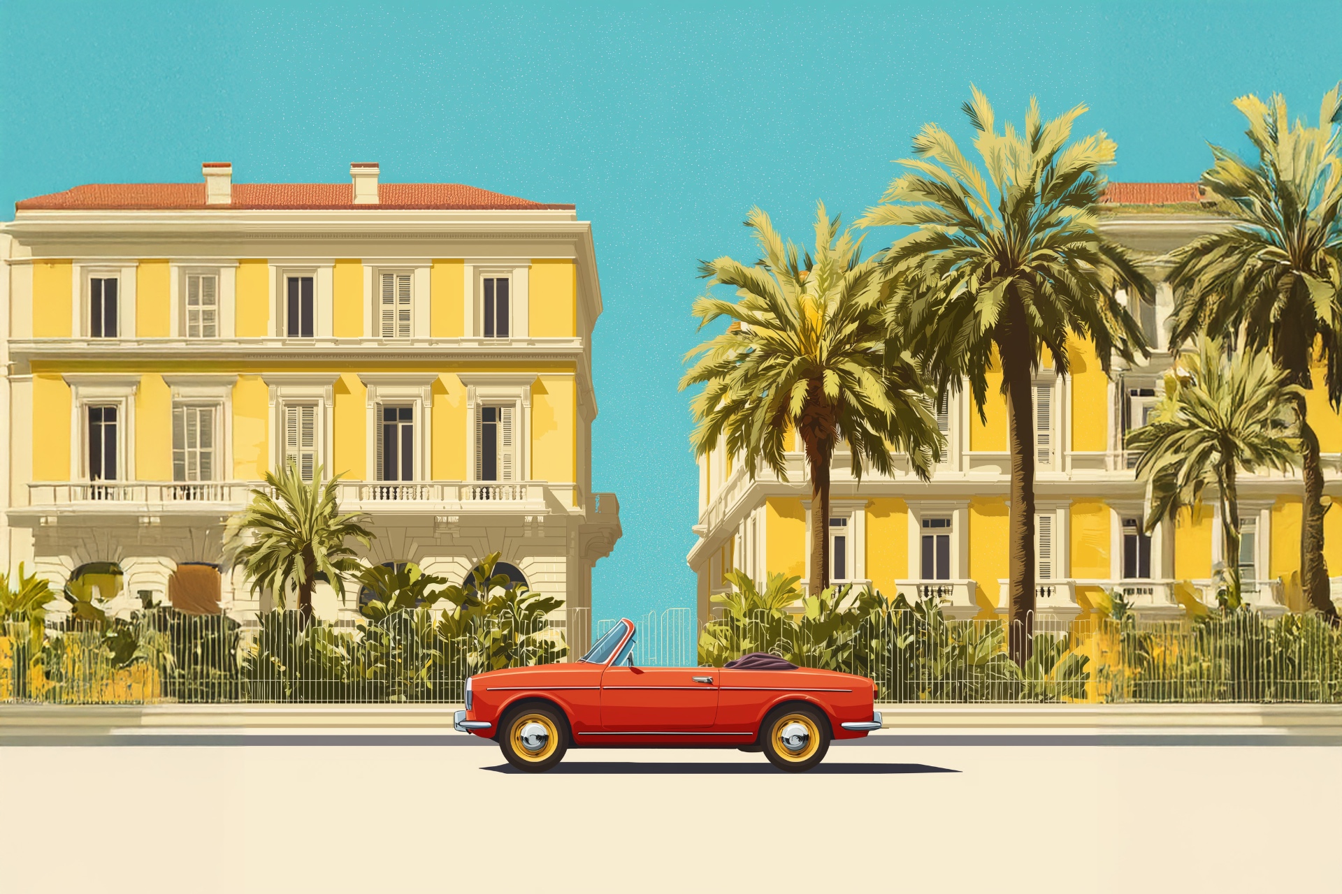 rent a classic car french riviera sunset